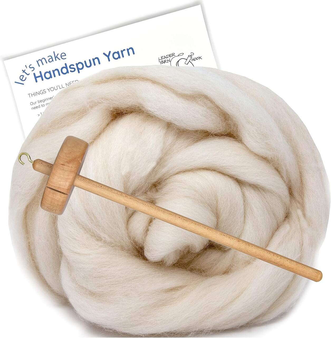 LEARN TO SPIN - Beginner's Spinning Kit with Hand Dyed BFL Roving, Drop Spindle & Printed Instructions w/ Video. Many Colors.
